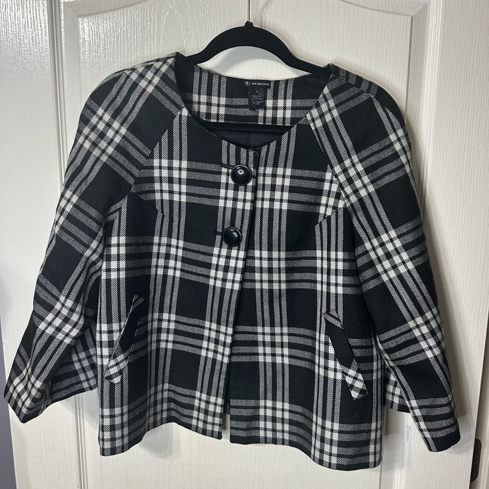 New Directions Checkered Blazer